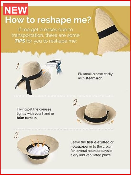 Wide Brim UV Protection Straw Sun Hat Travel Packable Foldable main image 4